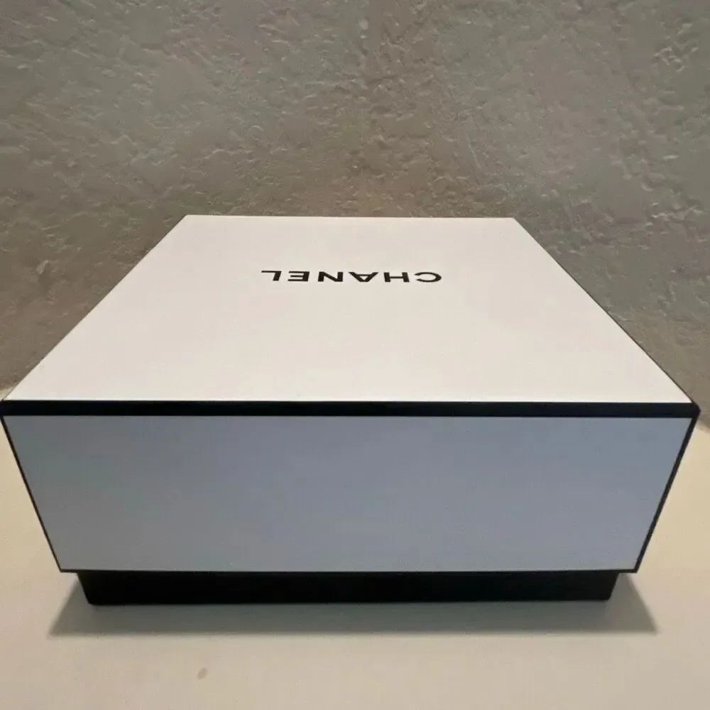 Chanel Square Box White Black Logo Luxury Decor Storage Display Giftbox 8.5x8.5